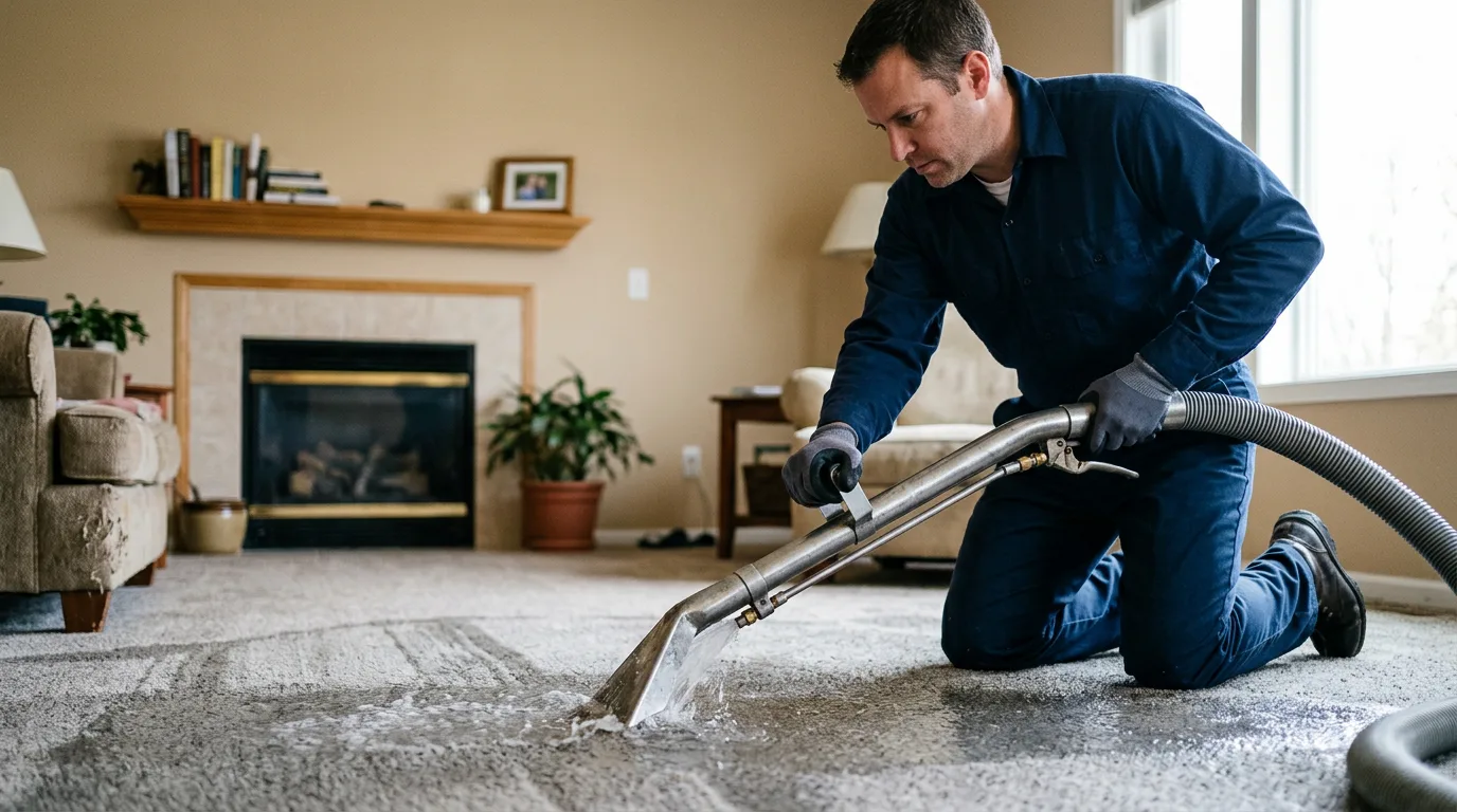 Water damage restoration technician working near Topmost, KY